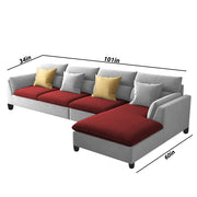 Delton RHS 6 Seater L Shape Sofa Set for Living Room (Maroon Grey) Premium Fabric