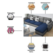 Andon 6 Seater L Shape Sofa Set for Living Room (Black Grey Fabric) Left Side Sofa