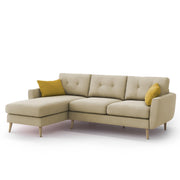 Lizel LHS 4 Seater L Shape Sofa Set for Living Room (Cream Fabric) Premium Velvet Fabric Sofa