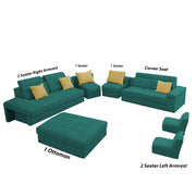 Casaling Urban Modern U-Shaped Sectional Sofa Set with Storage | 9 Seater Sofa Couch with Ottoman | Wooden Frame | Premium Colour Fabric | for Living Room & Guest Hall in (Black Colour)