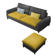 Francis 3 Seater Sofa with Ottoman Set for Living Room (Black Yellow Fabric)