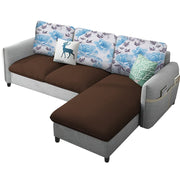 Andon 4 Seater L Shape Sofa Set for Living Room (Brown Grey) Right Side Sofa