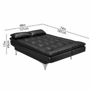 Danny 3 Seater Sofa Cum Bed Leatherette Fabric (Black) with Two Cushions Perfect for |Home Living |Office Room and Guest Room Premium Sofa