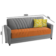 Francis 3 Seater Sofa Set for Living Room (Orange Grey) Fabric
