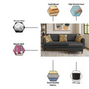 Casaliving Premium Lifestyle Fabric 4 Seater L Shape Sofa Set 3 Seater Modern Sofa Set & Ottoman for Living Room (Black Color)