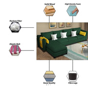 Asser RHS 6 Seater L Shape Sofa Set for Living Room (Green) Premium Fabric Sofa