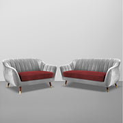 Casaliving Anyse 2 Seater Sofa Set for Living Room (Grey Colour Fabric) Premium Fabric Sofa