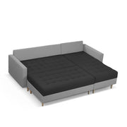 Ashton RHS 4 Seater L Shape Sofa Set with Center Table for Living Room (Black Grey Fabric) Premium Fabric Sofa
