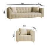 Eren 3+1+1 Seater Sofa Set for Living Room (Cream Colour Fabric) Premium Fabric Sofa Set for Living Room