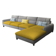 Francis 6 Seater Sofa Set for Living Room (Yellow Grey Fabric) Right Side Sofa