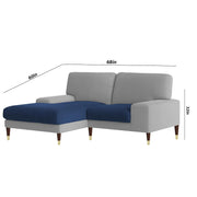 Latieo LHS 2 Seater Lounger L Shape Sofa Set for Living Room (Blue Grey) Premium Fabric Sofa