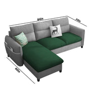 Andon 4 Seater L Shape Sofa Set for Living Room (Green Grey Fabric) Left Side Sofa
