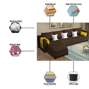 Asser LHS 6 Seater L Shape Sofa Set for Living Room (Brown) Premium Fabric Sofa