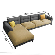 Hazer 6 Seater Sofa Set for Living Room (Black Cream Fabric) Left Side Sofa