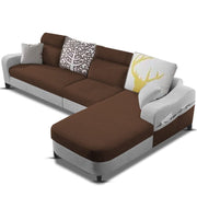 Amanda RHS 6 Seater L Shape,Sofa Set for Living Room (Brown Grey Fabric)