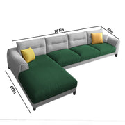 Hazer 6 Seater Sofa Set for Living Room (Green Grey Fabric) Left Side Sofa