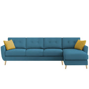 Lizel RHS 6 Seater L Shape Sofa Set for Living Room (Turquise Fabric) Premium Velvet Fabric Sofa