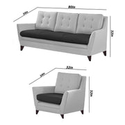 Slove 3 +1 + 1 Seater Sofa Set for Living Room | Color - Cream Black | Premium Fabric Sofa