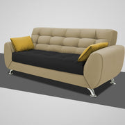 Leadown 3 Seater Sofa with Ottman for Living Room (Cream Black) Premium Fabric Sofa