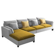 Delton LHS 6 Seater L Shape Sofa Set for Living Room (Yellow Grey) Premium Fabric