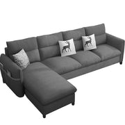 Andon 6 Seater L Shape Sofa Set for Living Room (Black Grey Fabric) Left Side Sofa