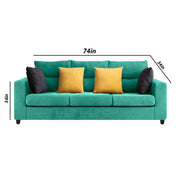 Hazer 3 Seater L Shape Sofa Set for Living Room (Teal Fabric) Left Side