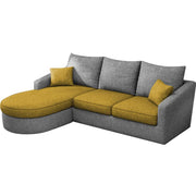 Shrank Round Lounger L Shape 4 Seater Sofa Set for Living Room (Yellow Grey) Fabric Sofa | LHS