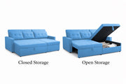 Casaliving Treshta 4 Seater LHS L - Shape Pull-Out Sofa Cum Bed with Storage Sofa for Living Room (Brown Fabric Color) Premium Fabric Sofa Set for Living Room Sofa Cum Bed