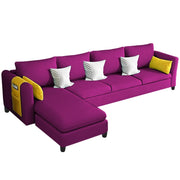 Asser LHS 6 Seater L Shape Sofa Set for Living Room (Purple) Premium Fabric Sofa