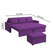 Casaliving Treshta 3 Seater with Ottomon Pull-Out Sofa Cum Bed (Black Color) Premium Fabric Sofa Set for Living Room | Bedroom