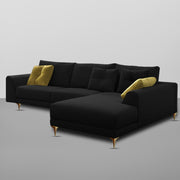 Viva RHS 6 Seater L Shape Sofa Set for Living Room (Black) Premium Fabric Sofa