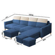 Alyona RHS 8 Seater L Shape Sofa Set for Living Room with Puffy (Grey Fabric)