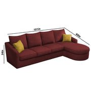 Shrank Round Lounger L Shape 6 Seater Sofa Set for Living Room (Maroon) Fabric Sofa | RHS