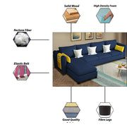 Asser LHS 6 Seater L Shape Sofa Set for Living Room (Blue) Premium Fabric Sofa