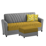 Francis 3 Seater Sofa Set with Ottoman for Living Room (Yellow Grey) Fabric
