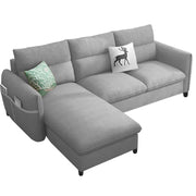 Andon 4 Seater L Shape Sofa Set for Living Room (Grey Fabric) Left Side Sofa
