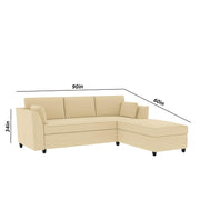 Blustin LHS 4 Seater L Shape Sofa Set for Living Room (Cream Fabric) Premium Fabric Sofa