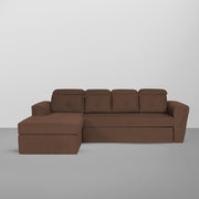Elvi RHS 6 Seater L Shape Sofa Set for Living Room (Brown Fabric) Premium Fabric Sofa