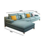 Hudson 6 Seater L Shape Sofa Set for Living Room (Light Blue Fabric) Left Side