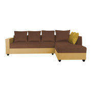 Rio 6 Seater L Shape Sofa for Living Room | Color - Beige Brown Fabric| Right Side Sofa