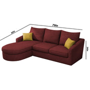 Shrank Round Lounger L Shape 4 Seater Sofa Set for Living Room (Maroon) Fabric Sofa | LHS