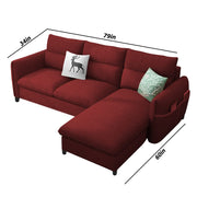 Andon 4 Seater L Shape Sofa Set for Living Room (Maroon Fabric) Right Side Sofa
