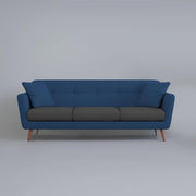 Letty 3 Seater Sofa Set for Living Room (Blue Black Colour) Premium Fabric Sofa