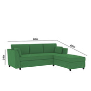 Blustin RHS 4 Seater L Shape Sofa Set for Living Room (Green Fabric) Premium Fabric Sofa