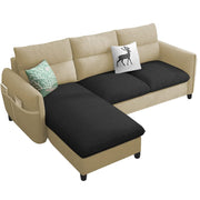 Andon 4 Seater L Shape Sofa Set for Living Room (Cream Black Fabric) Left Side Sofa
