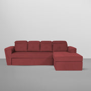 Elvi RHS 6 Seater L Shape Sofa Set for Living Room (Maroon Fabric) Premium Fabric Sofa