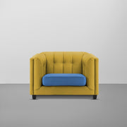 Sinclair 1 Seater Sofa Set for Living Room (Yellow Blue Colour) Premium Fabric Sofa
