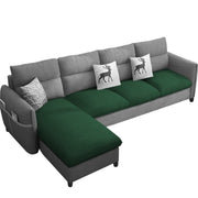 Andon 6 Seater L Shape Sofa Set for Living Room (Black Grey Fabric) Left Side Sofa