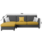 Hanery 4 Seater L Shape Sofa Set for Living Room | Colour - Yellow Black