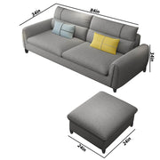 Francis 3 Seater Sofa with Ottoman Set for Living Room (Grey Fabric)